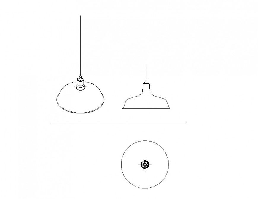 Hanging light lamp detail elevation 2d view CAD blocks layout dwg file