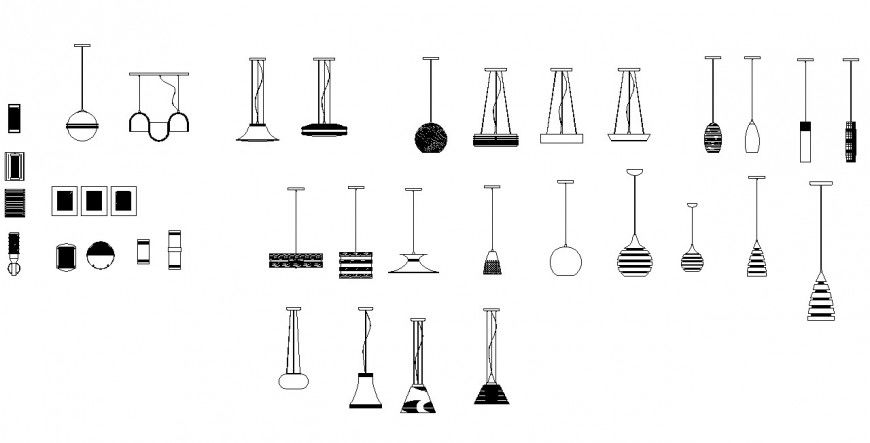AutoCAD File Showing Hanging Lights Layout with Electrical Details