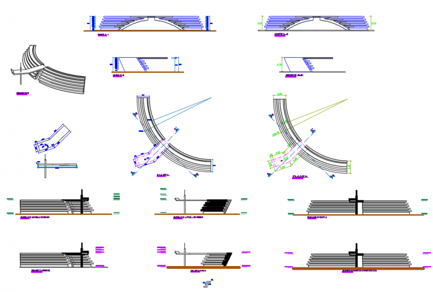 Hanover college building all sided elevations and section cad drawing details dwg file