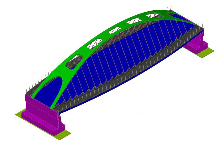 Haypopampa bridge 3 D plan detail dwg file