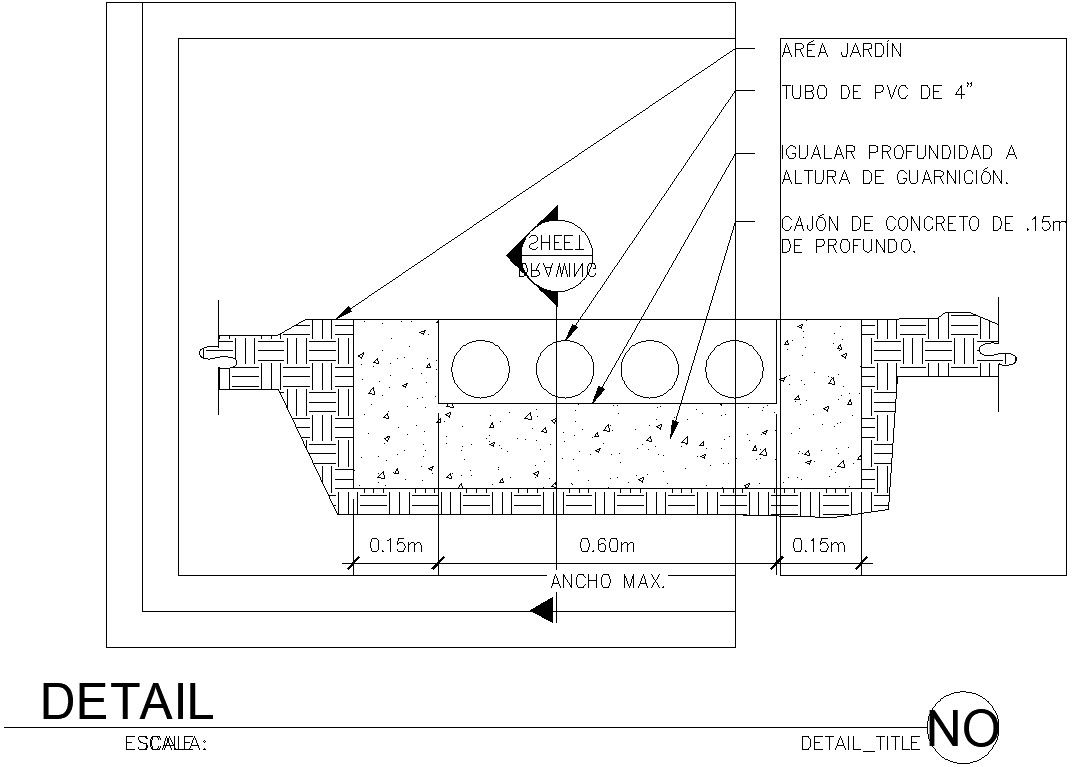 he AutoCAD Drawing file of the Drain section details. Download the AutoCAD DWG file.