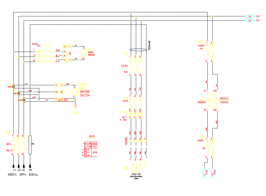 Headed barood plan extension with power wiring diagram dwg file
