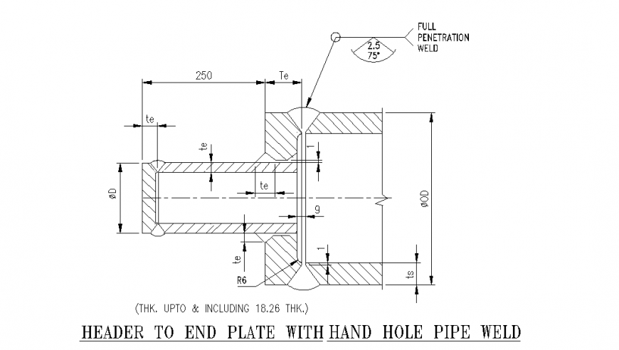 Header to end plate with hand hole pipe weld Design