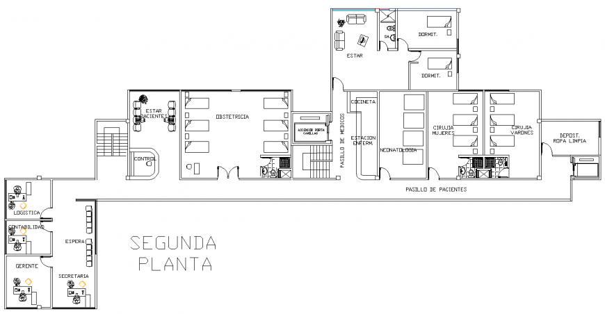 Health care clinic layout plan drawing in dwg file.