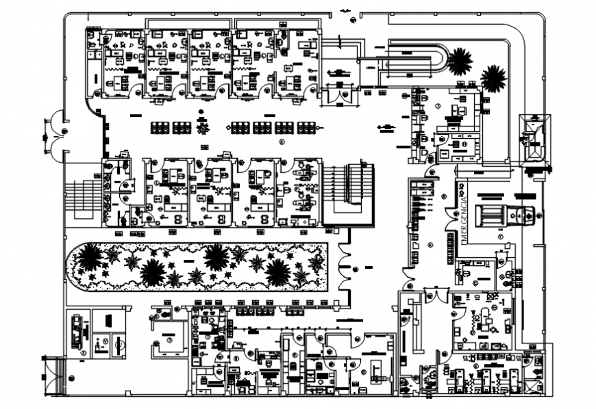 Health center distribution plan 2d drawing details dwg file