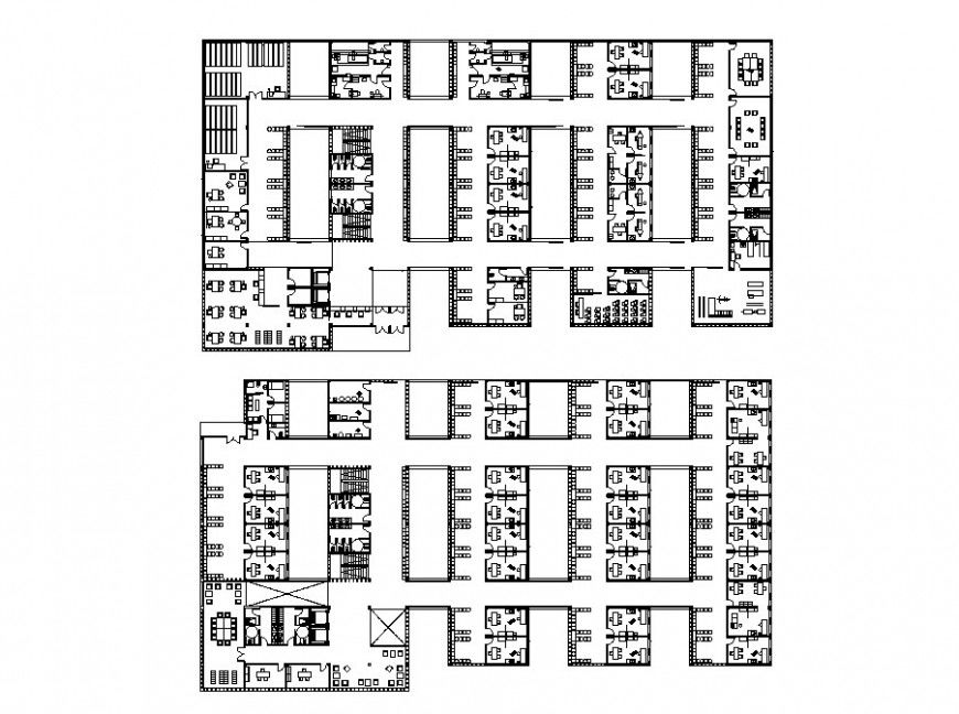 Health center two floors distribution layout plan cad drawing details dwg file