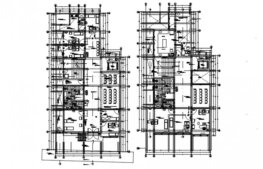 Health Centre first and second floor plan with distribution in auto cad