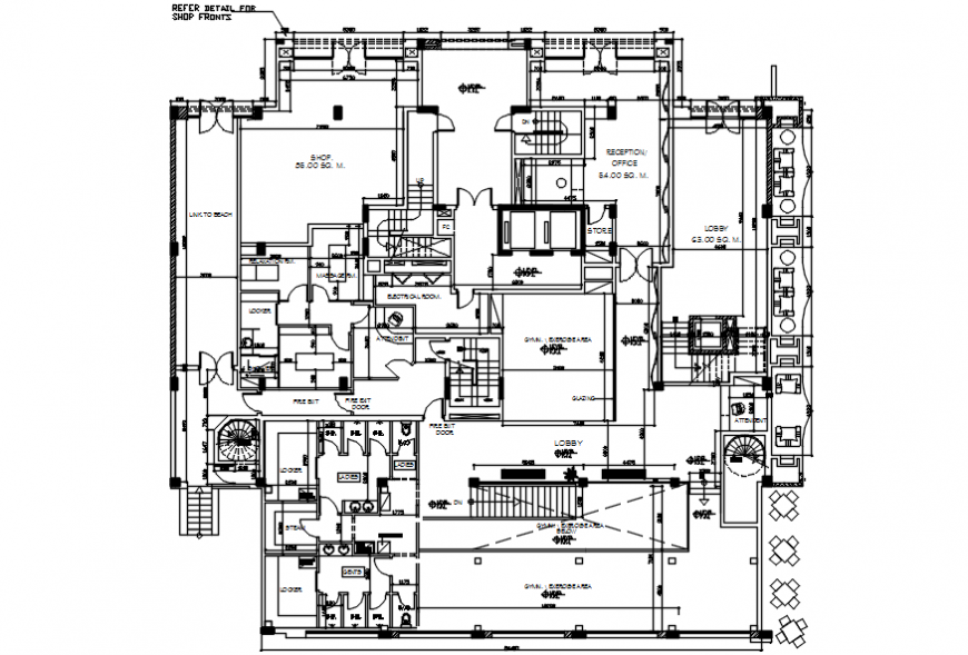 Health club first floor distribution plan cad drawing details dwg file