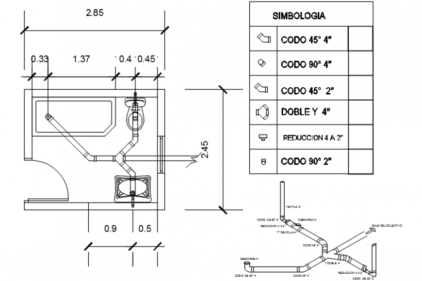 Health sanitary block plan and installation cad drawing details dwg file