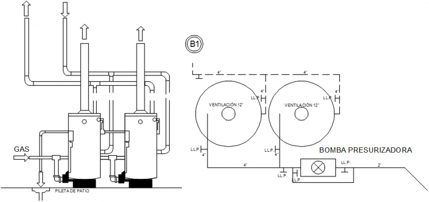 Heaters in battery section and electric installation drawing details dwg file