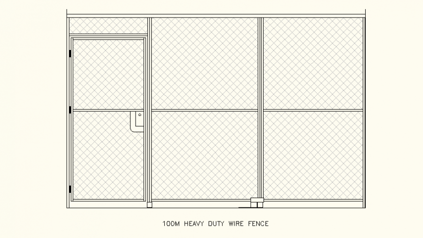 Heavy duty wire fence detail elevation layout file