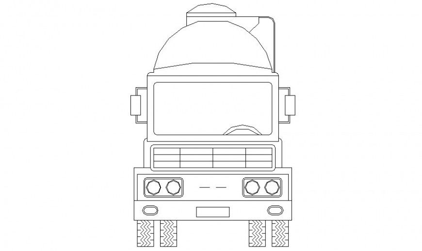 Heavy loaded truck elevation drawing 2d view in autocad
