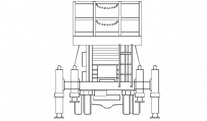 Heavy loaded vehicle drawing in autocad software