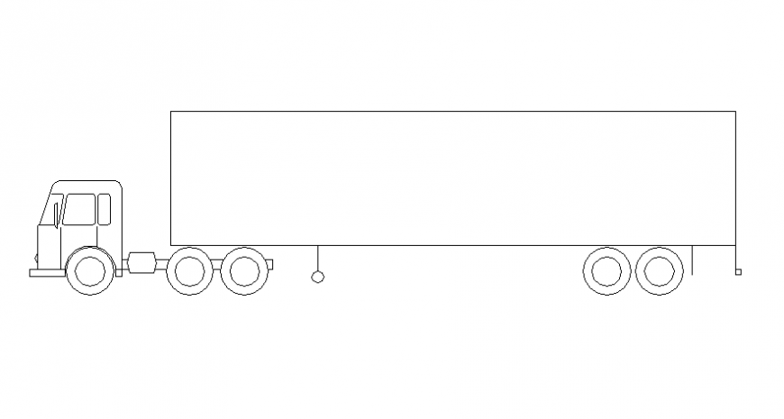 Heavy loaded vehicle of truck 2d view elevation autocad file