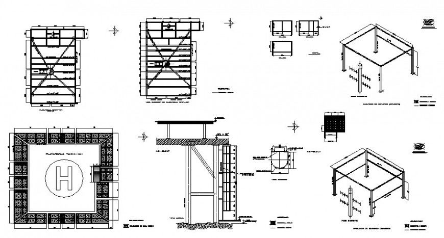 Heli-copter base landing space 2d view CAD block autocad file