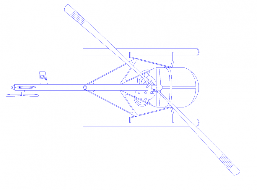 Helicopter detail elevation 2d view CAD transportation block dwg file