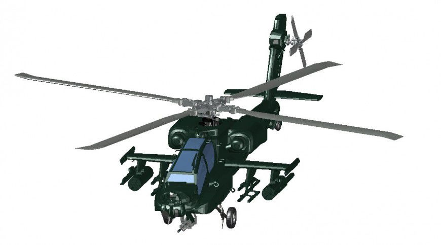 Helicopter or chopper 3d model detailing dwg file