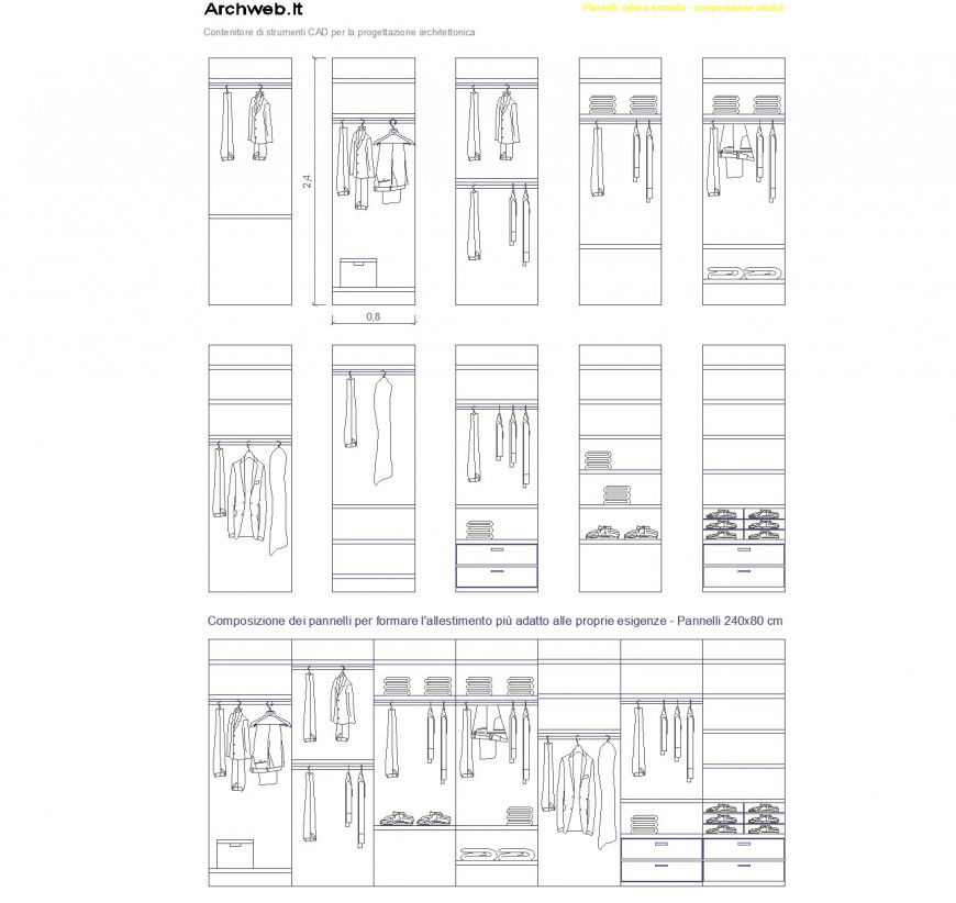 Herger cloth elevation drawing with wardrobe layout in an AutoCAD file