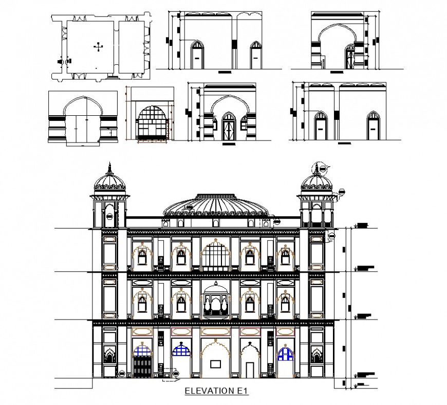 Heritage architecture building detail 2d view CAD structural block layout autocad file