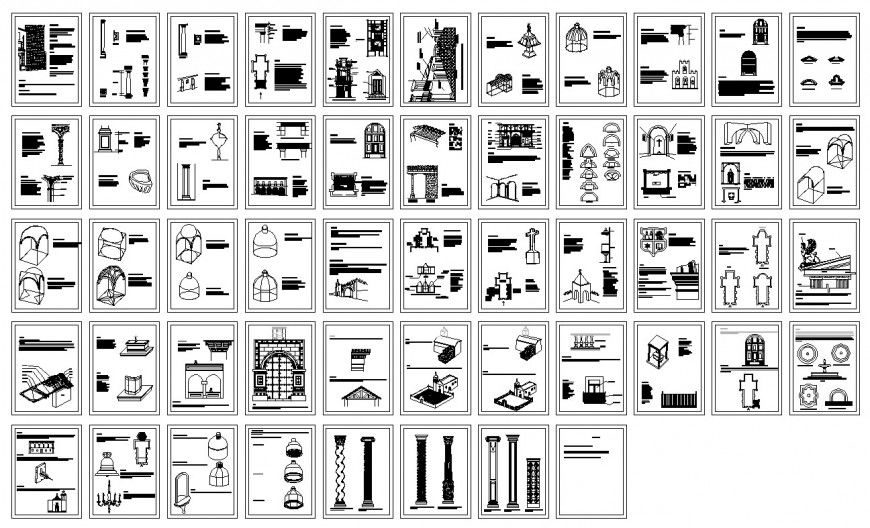 Heritage dictionary detail 2d view CAD structural block autocad file