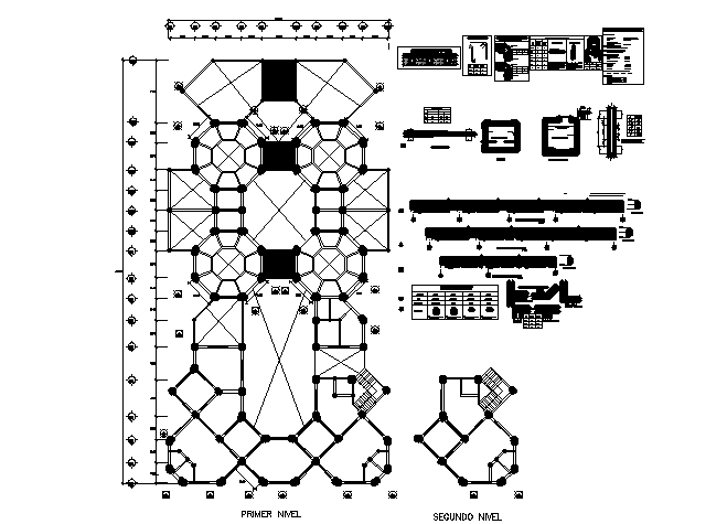 hexagonal shape building layout plan dwg file