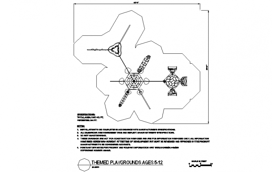 Hexagonal net panel design with themed playing area dwg file