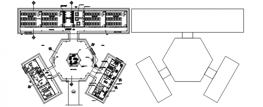 Hexagonal shape hotel plan in auto cad file