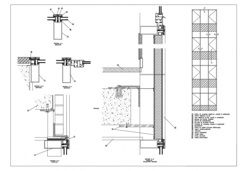 Hiberlux curtain wall constructive structure cad drawing details dwg file