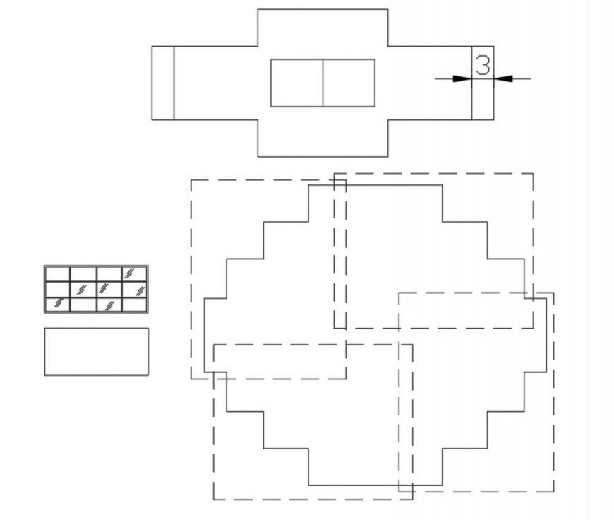 Hidden line house plan dwg file