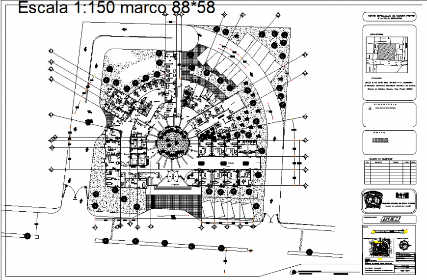 Hierarchy and working plan of hospital in dwg file.