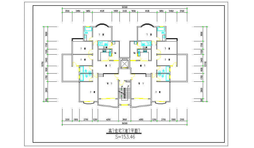 High-rise residential standard floor plan detail