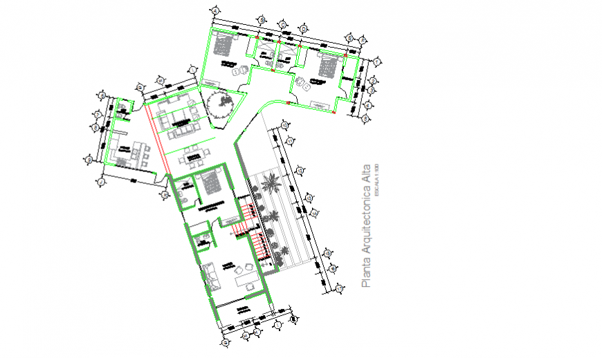 High architectural plant design drawing of modern house design