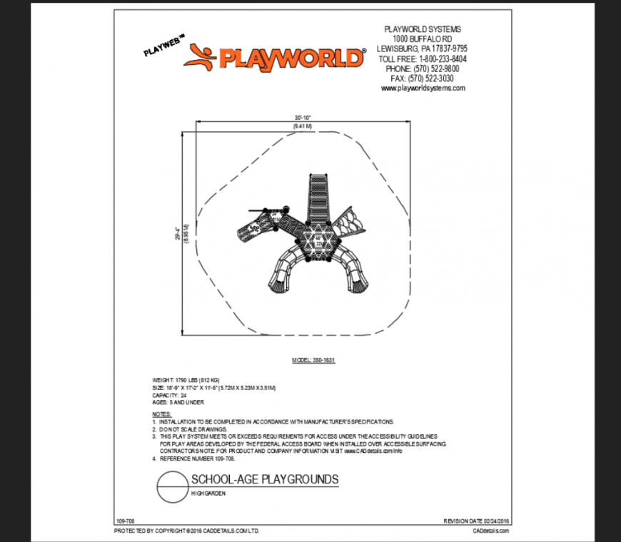 High garden theme park early school play ground structure details dwg file