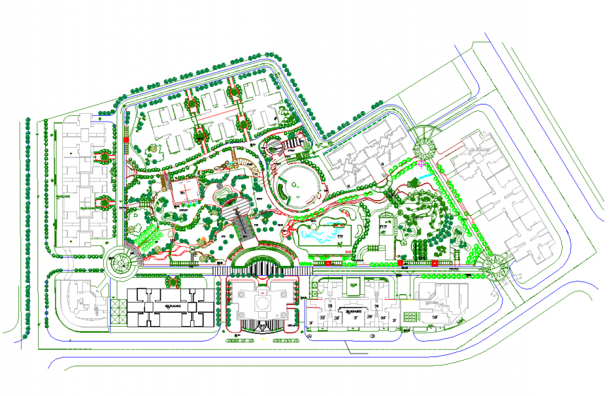 High level residential landscape architecture design dwg file