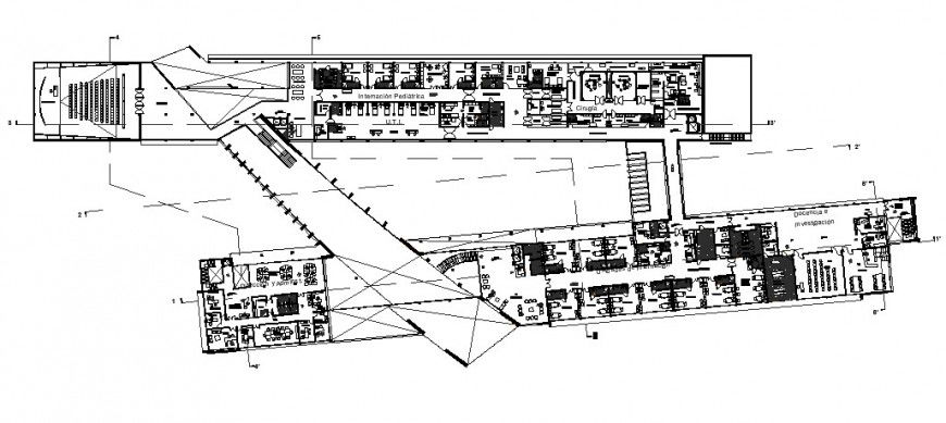 High plan of hospital in auto cad software