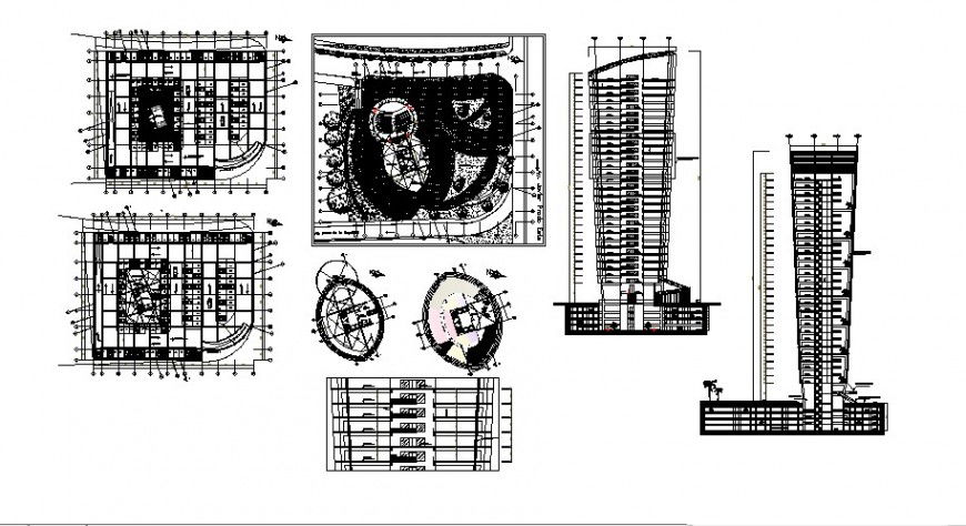 High rise building block 2d view CAD block autocad file