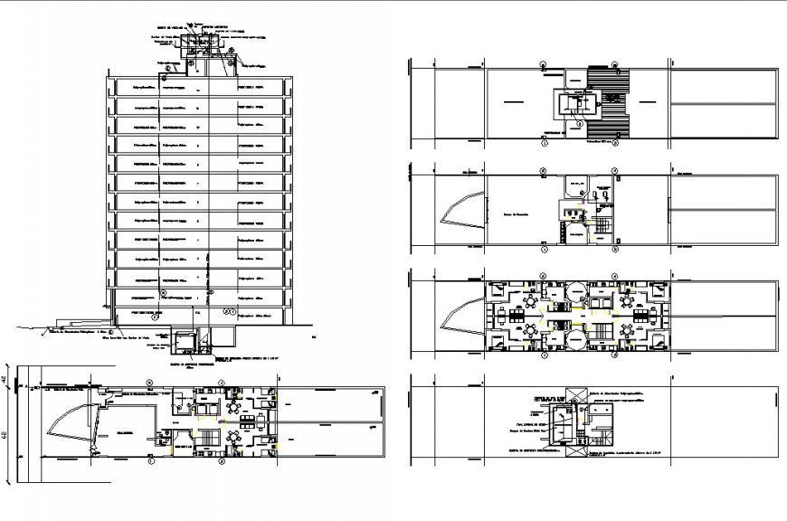 High rise building concept elevation and top view detail file