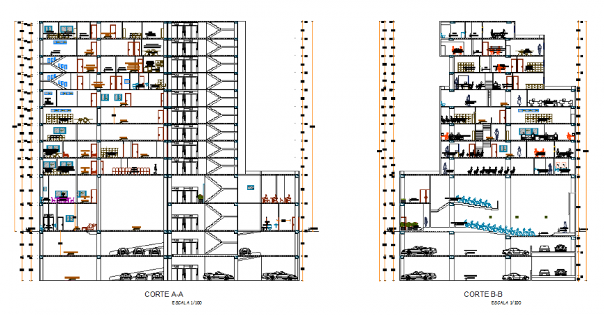 High Rise Building Elevation Detail With Dimension