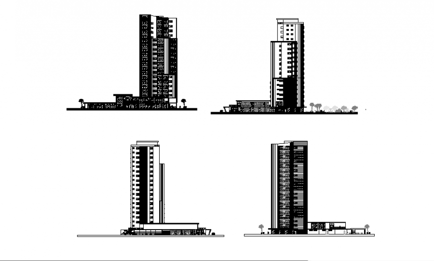 High rise building elevation plan layout file