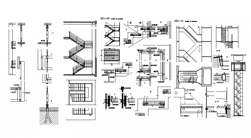 High rise building stair plan and section autocad file