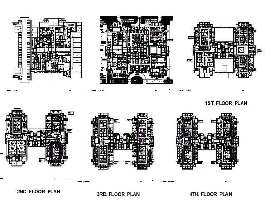 High rise hospital building working plan dwg file