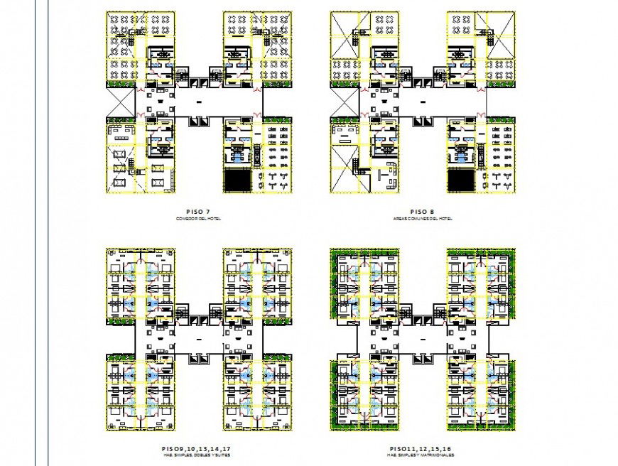 High rise hotel building structure detail 2d view CAD construction block dwg file