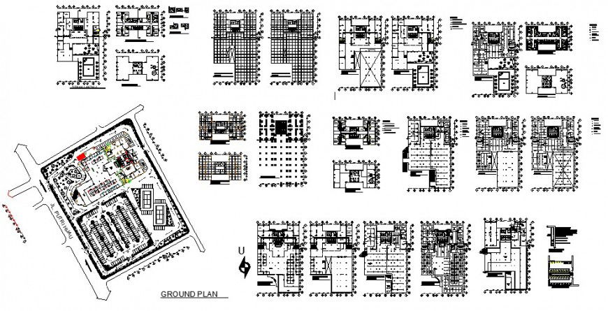High rise hotel floor plan design in auto cad