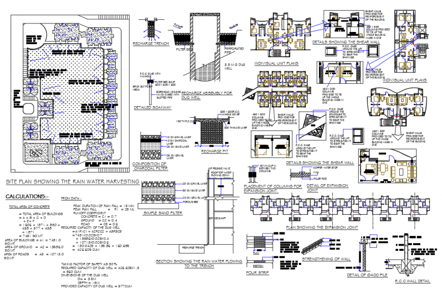 High rise housing residential building constructive structure details dwg file