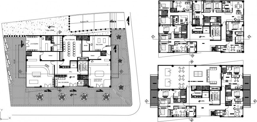 High rise mixed office building floor plan distribution details dwg file