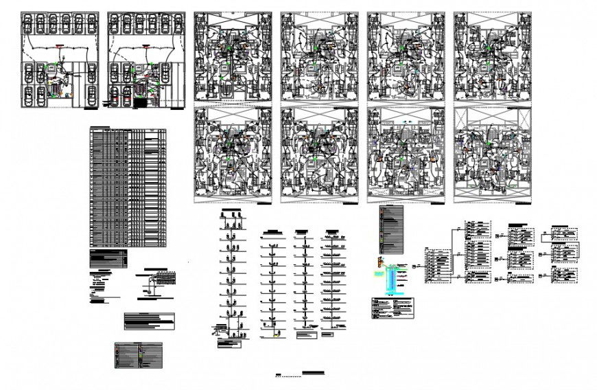 High story building block detail electrical installation plan 2d view file