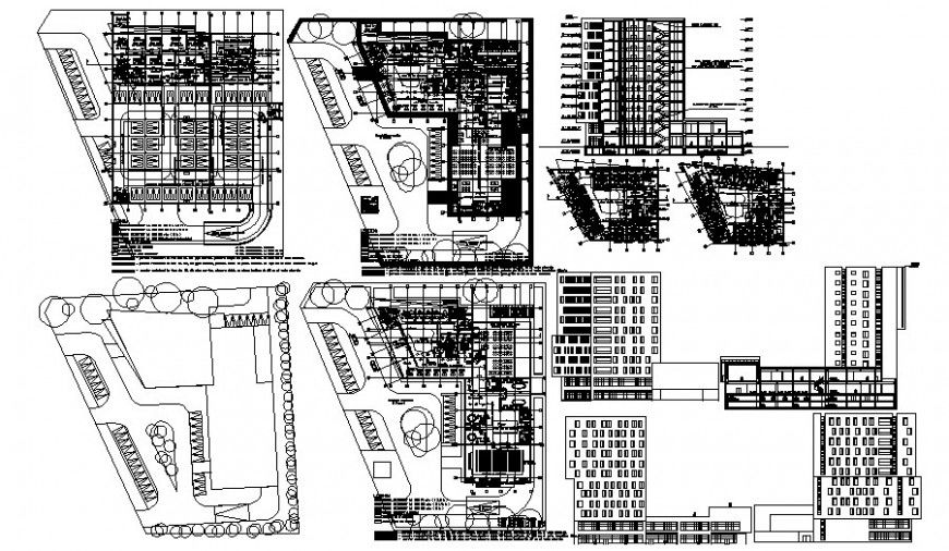 High story Building plan and section drawing in AutoCAD
