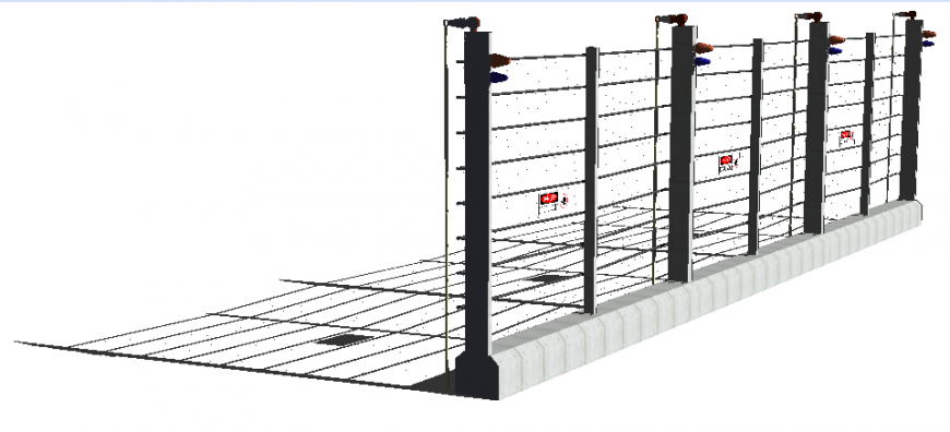 High voltage electrical fencing 3d drawing details dwg file