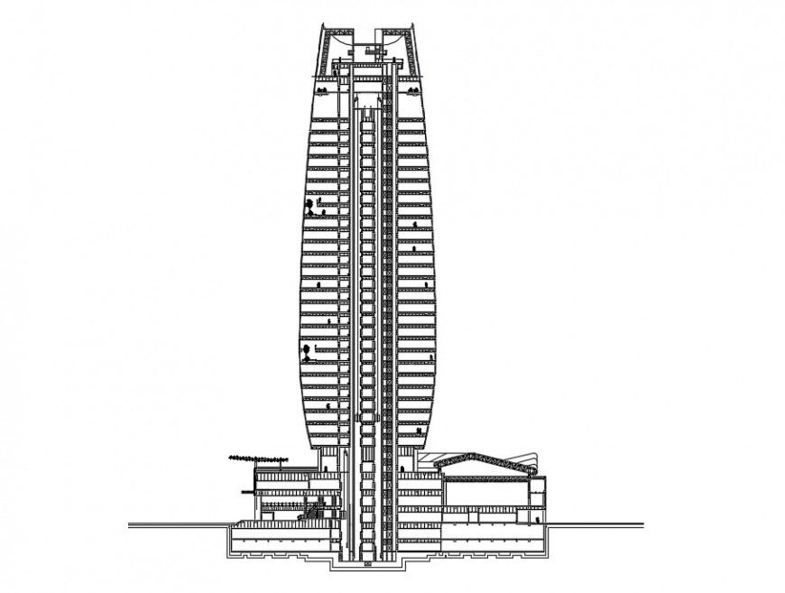 Highrise building elevation design cad file