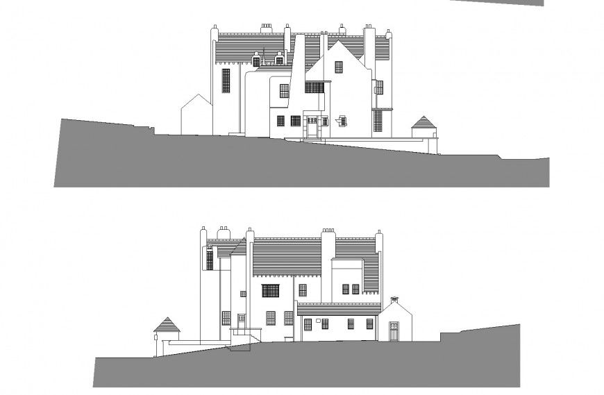 Hill house elevation plan detail